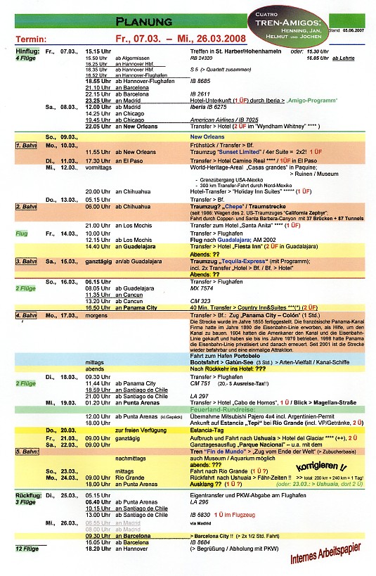Reiseverlauf der 8. Tour (M�rz 2008)